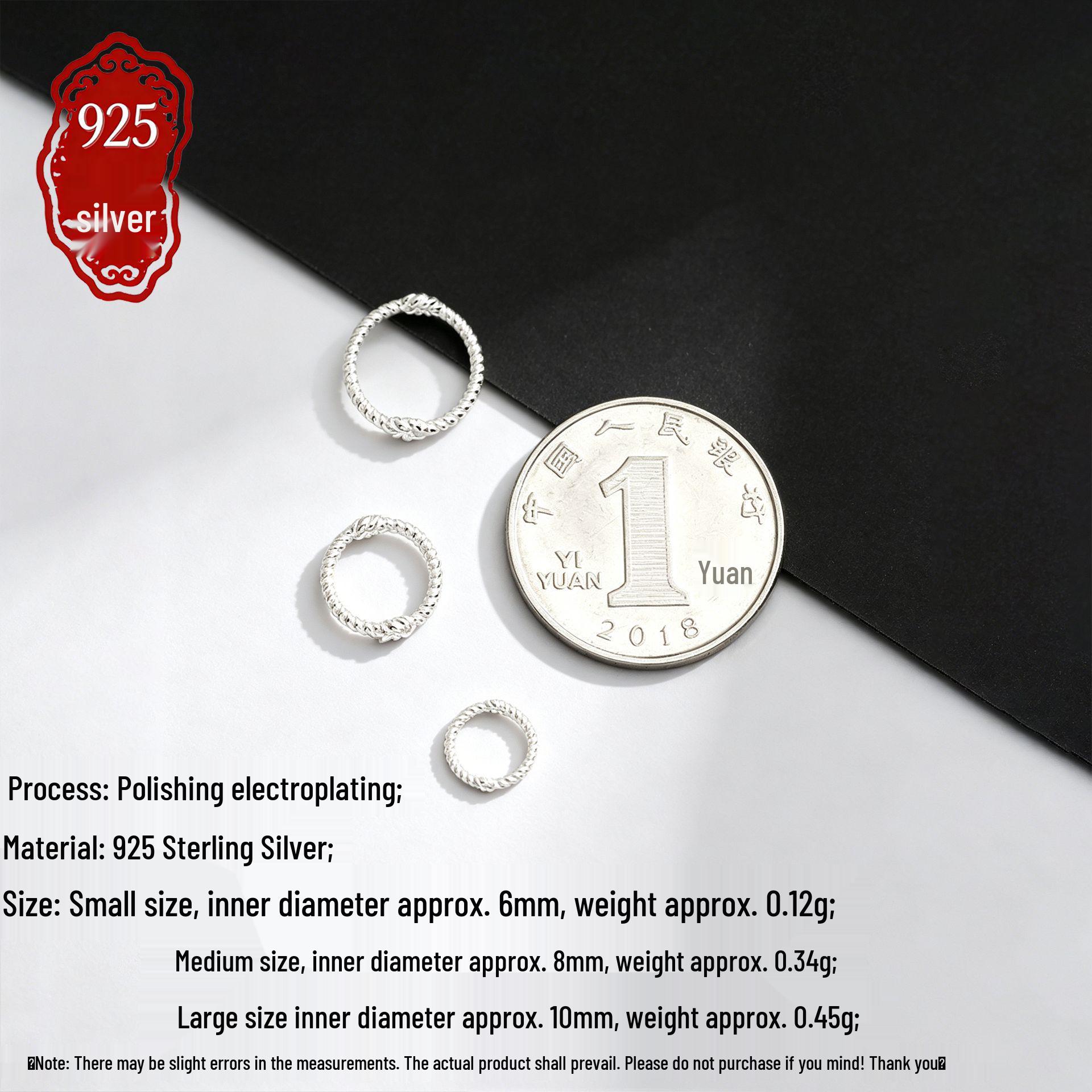 S925 Sterling Silver Twisted Ring: Handmade Jewelry Connector for Bracelets, Necklaces S925 Silver; Single price