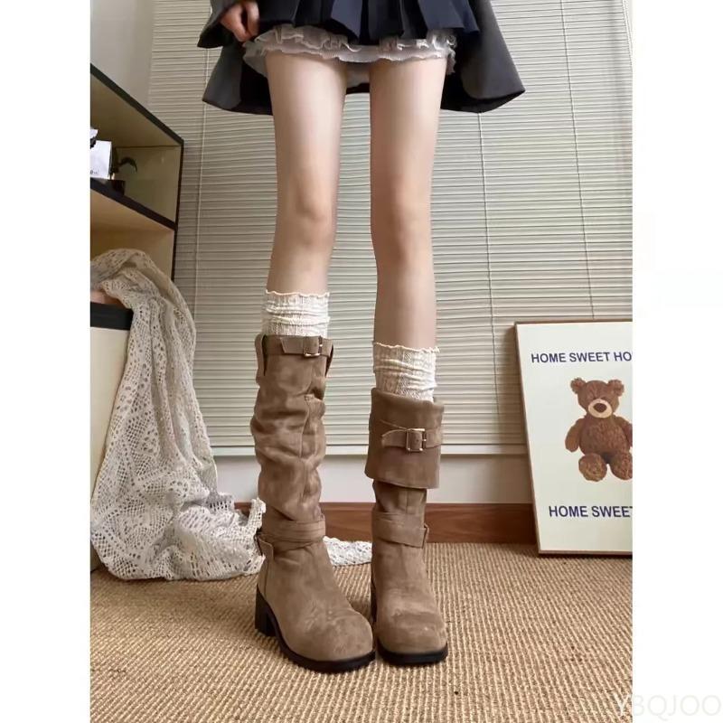 Fashion New Spring  Autumn Retro Fashionable Versatile Cowboy Boots Elegant Minimalist Tall Boots Women's Shoes