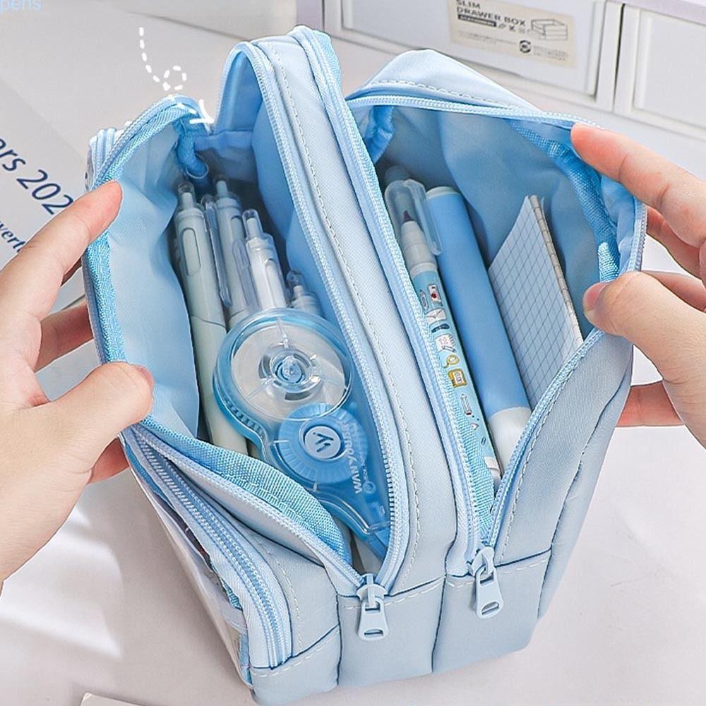 Multilayer Pencil Bag Large-capacity Pen Pouch Simplicity Transparent  Pencil Case  Student