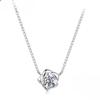 Moissanite Rose Flower Pendant Necklace Sterling Silver Round Cut Diamond O-Chain for Women Valentine's Day