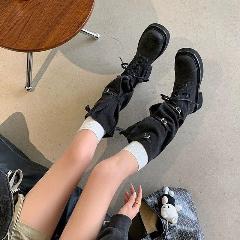 Fivela de cinto botas de cavaleiro não botas acima do joelho botas longas para mulheres 2026 primavera e outono novo estilo botas longas retrô fosco
