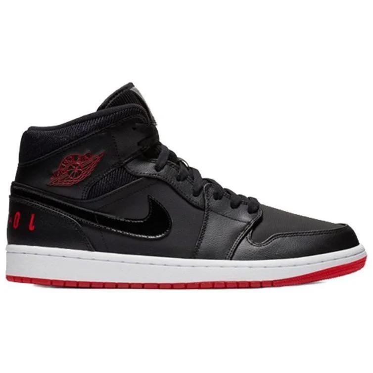 Air Jordan 1 Retro Mid 'Bred' (Unisex) Black / University Red-White Vintage Basketball Shoes BQ6578 001