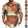 Men's Casual Long Sleeve Christmas Print Shirt for Spring and Fall Everyday Wear