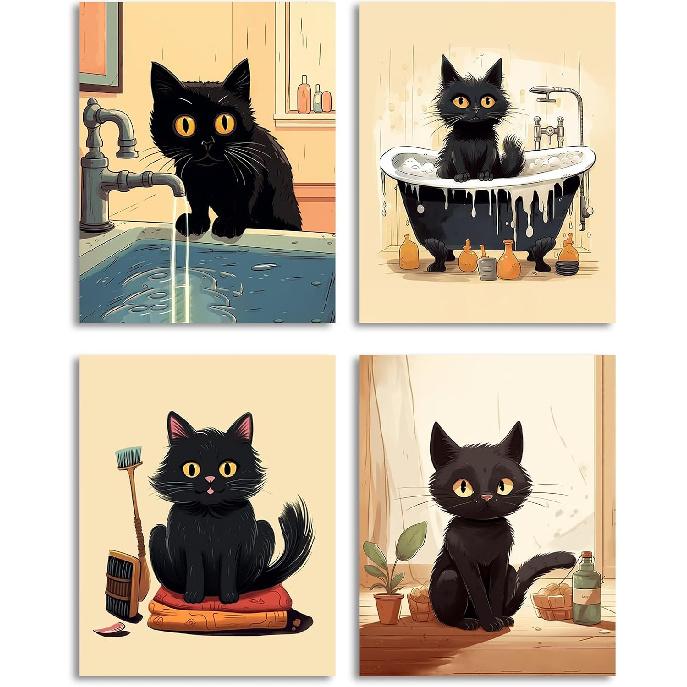 GMLXCX Funny Frog Bathroom Decor Wall Art, Cute Frog Sitting on Toilet Decor Art Poster, Funny Bathroom Sign Canvas Print Set of 3 (8''x10'',