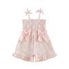 Citgeett Summer Kids Toddler Baby Girls Romper Daisy Print Bow Sleeveless Jumpsuit Pink Blue Clothes