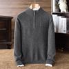 Herren-Strickpullover aus reiner Wolle, dick, für Herbst & Winter, mit halbem Reißverschluss