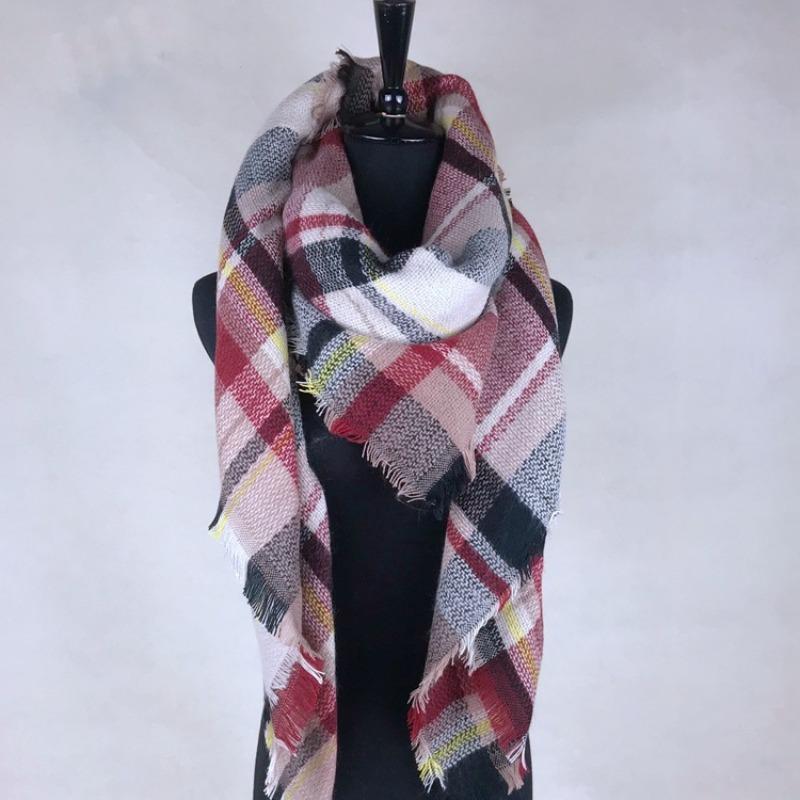 

Осень и зима универсальный вязаный теплый имитация кашемира клетчатый шарф женский шарф шаль Иу мода 140*140