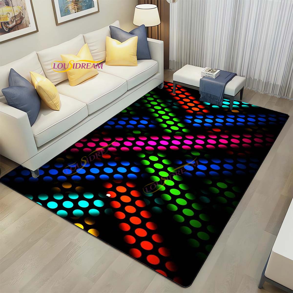 

Темні неонові вогні Килимки Геометричний килимок Play Home Gaming Room Decor Килими для вітальні Спальня Підлітки Класні килимки Килимок для кіберспорту 160cm x 200cm