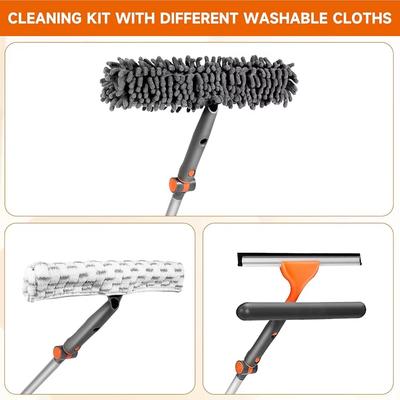 Squeegee Window Cleaner 2 In 1 Rotatable Cleaning Tool Kit With Extension Pole Window Cleaning Kit With Bendable Head For Indoor