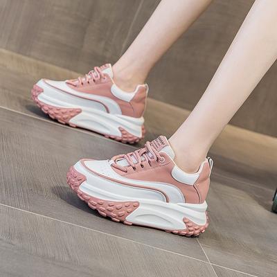 Spring and Autumn New Casual Versatile Heightening Shoes Slope Heel Fashion Color Matching Student Shoes Women's Trendy Shoes Women