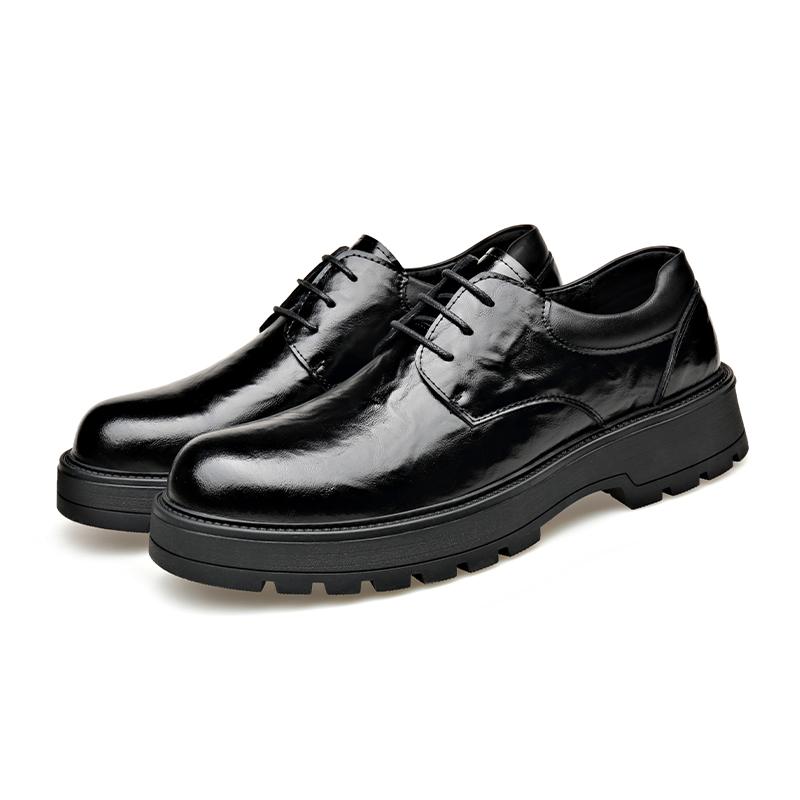 

Fashion Leisure and business thick soled leather shoes Minimalist and trendy men s style Party adult shoes Thick soled Fashion 44 чёрный