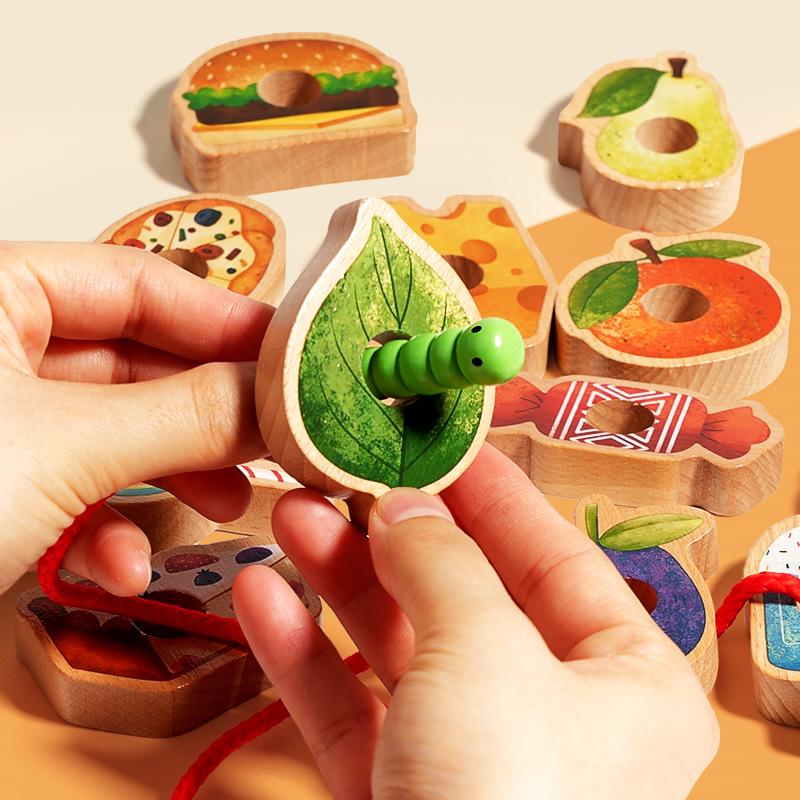 Montessori Caterpillar Lacing Beads Game for Children's Logical Thinking and Concentration Training