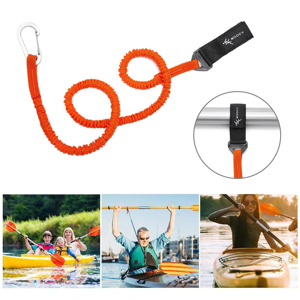 1pc Anti-lost Kayak Paddle Leash with Safety Hook Coiled Lanyard Heavy-duty Nylon Canoe Tie Rope Boat Accessories