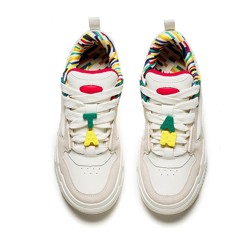 New Anta Microsugar Puffy Anti Slip And Wear Resistant Breathable Low Top Skateboard Shoes Women's White Gray 922358004-1