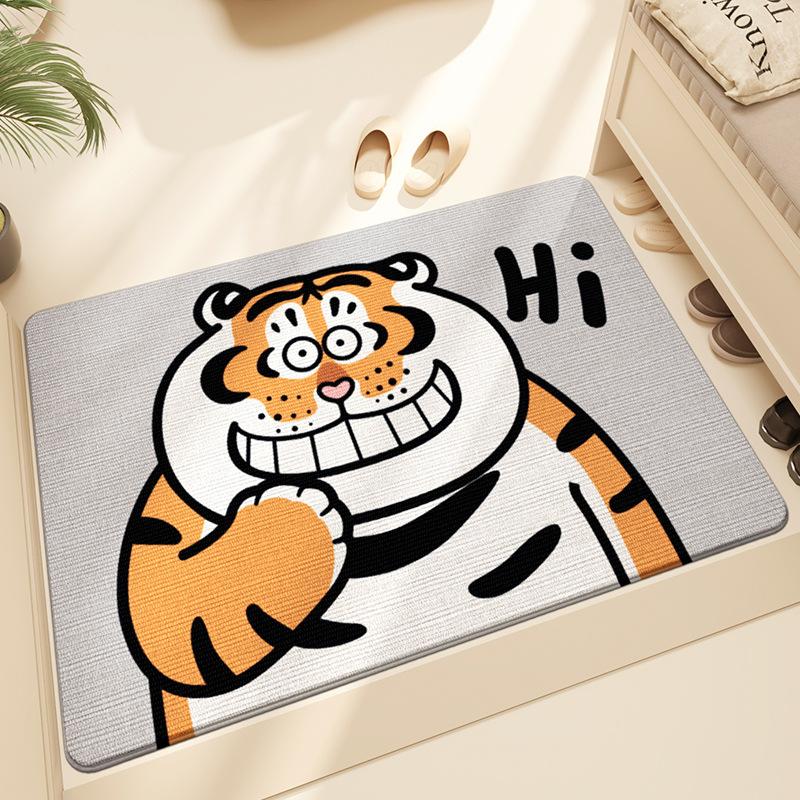 Entrance Door Stain-resistant Floor Mat Keny Velvet Cartoon Home Entrance Door Anti-slip Carpet