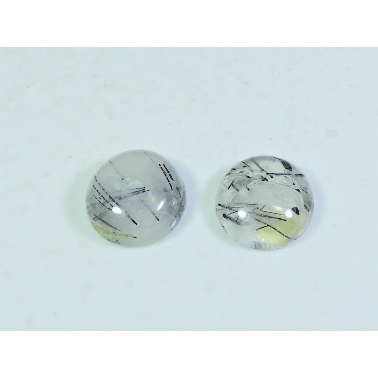 

17 ММ Натуральный Черный Рутил Круглый Кабошон Свободный Драгоценный Камень Лот 2 шт. A-255