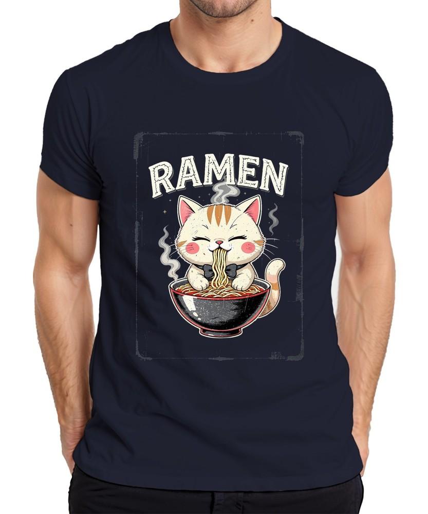 Raunisex Cat Kawaii Noodles Bowl Cute Funny Japan Retro Unisexs TShirt S