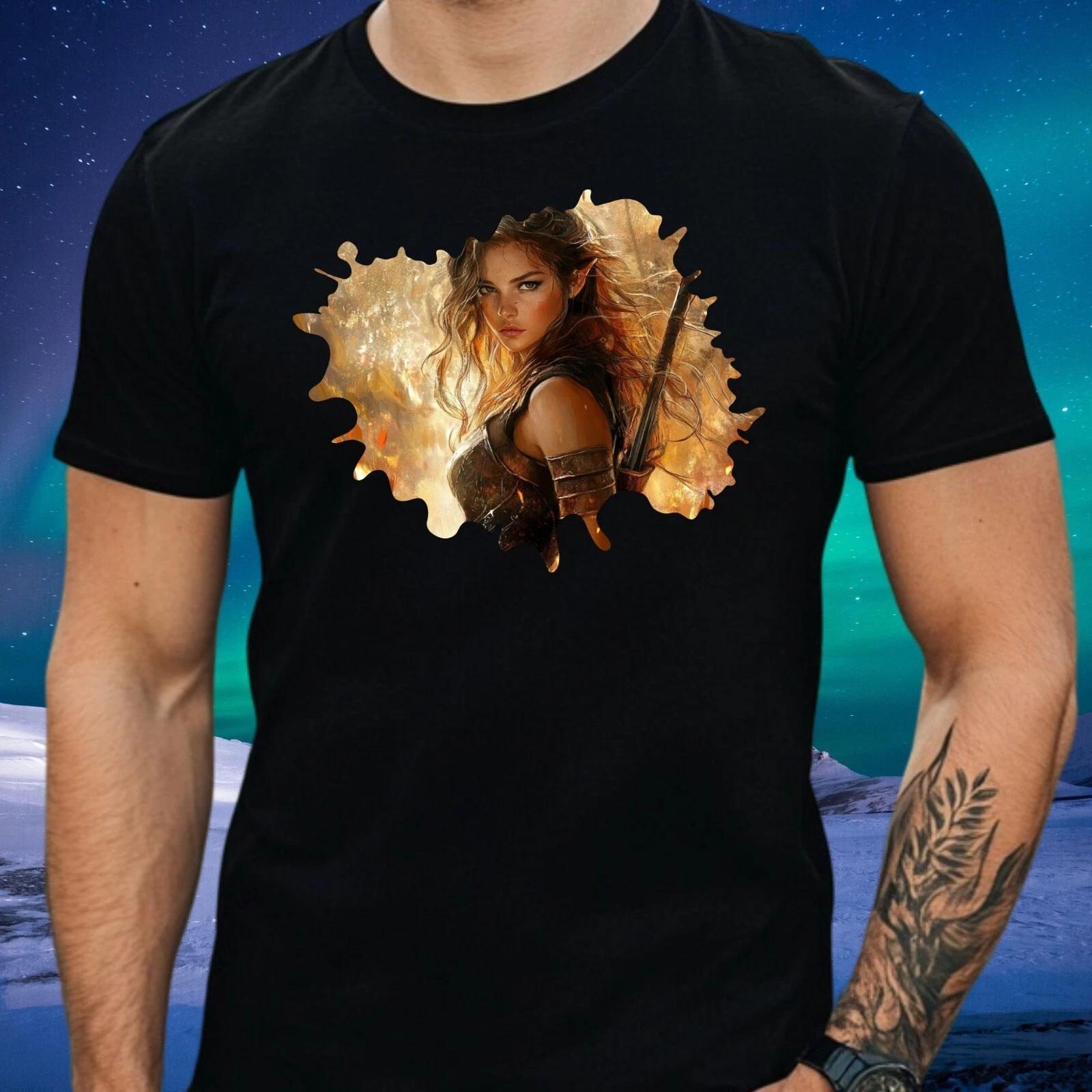 T-Shirt Herren Kriegerin Motiv Baumwolle Größe S bis 5XL XS