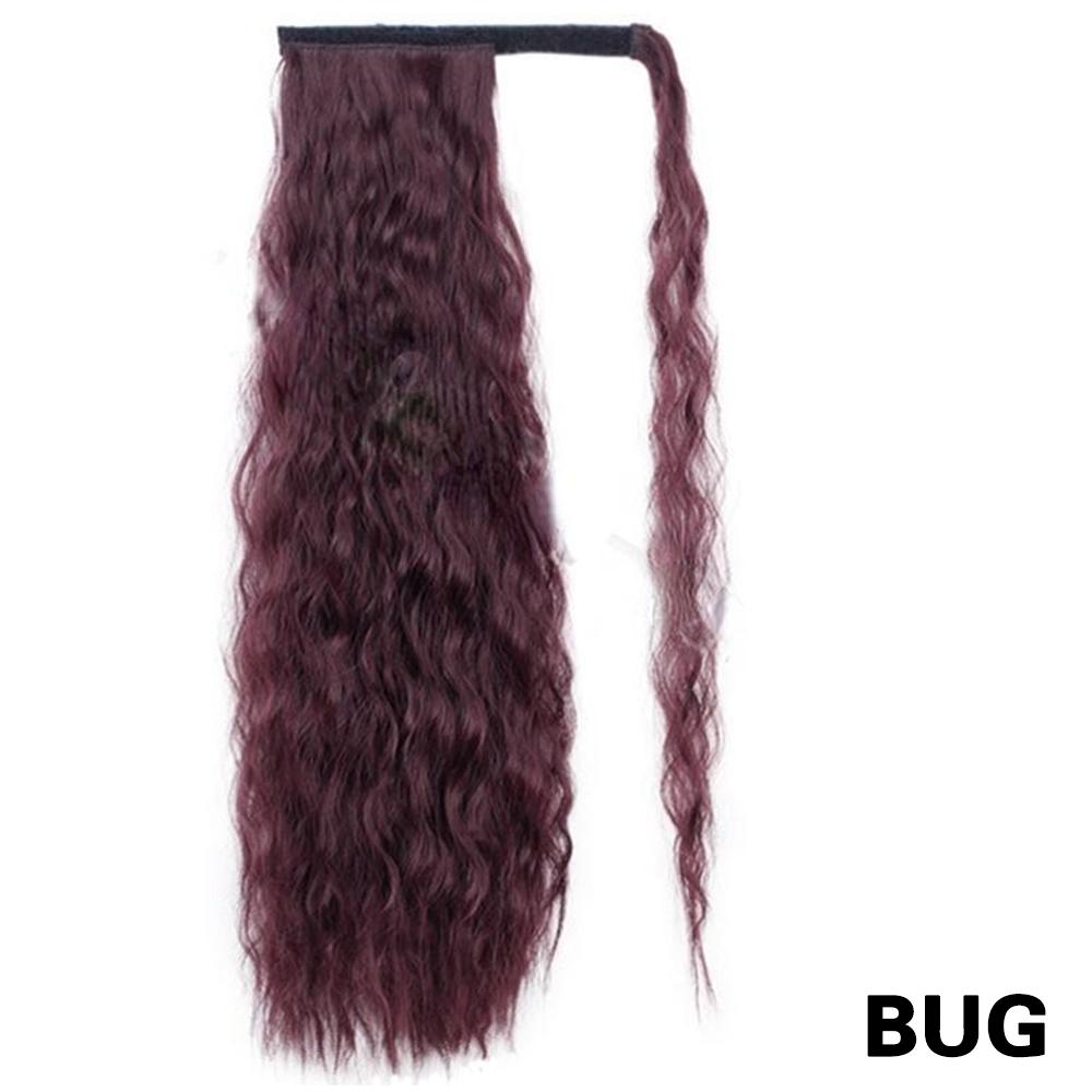 

Синтетична довга кукурудзяна кучерява перука з довгим хвостиком, чорна перука, загорнута навколо затискача, перука для жінок, щодня 55cm