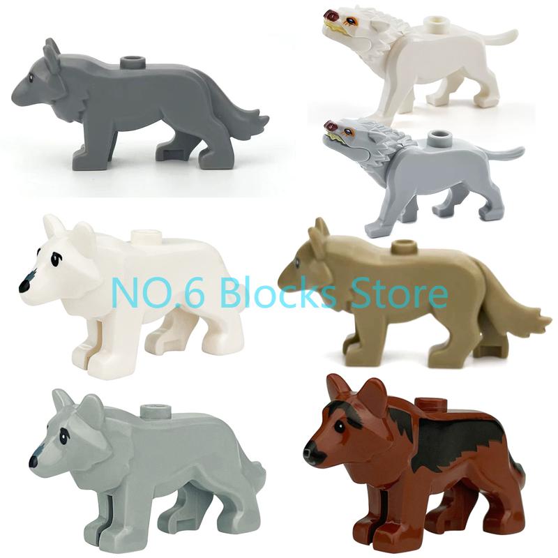 MOC Animal Building Blocks Sheep Dog Wolf Dolphin Pig Whale Elephant Educational Small Particle Zoo Scene Gift DIY Brick Toy S15