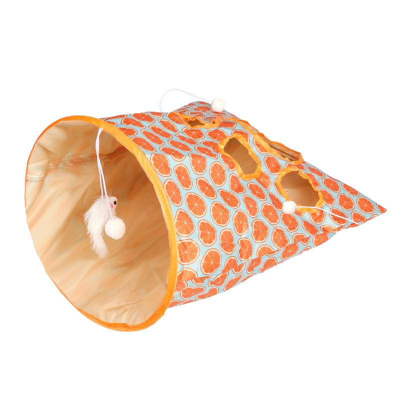 Foldable Crinkle Paper Cat Tunnel Toy - Self-Play & Teasing Activity for Cats