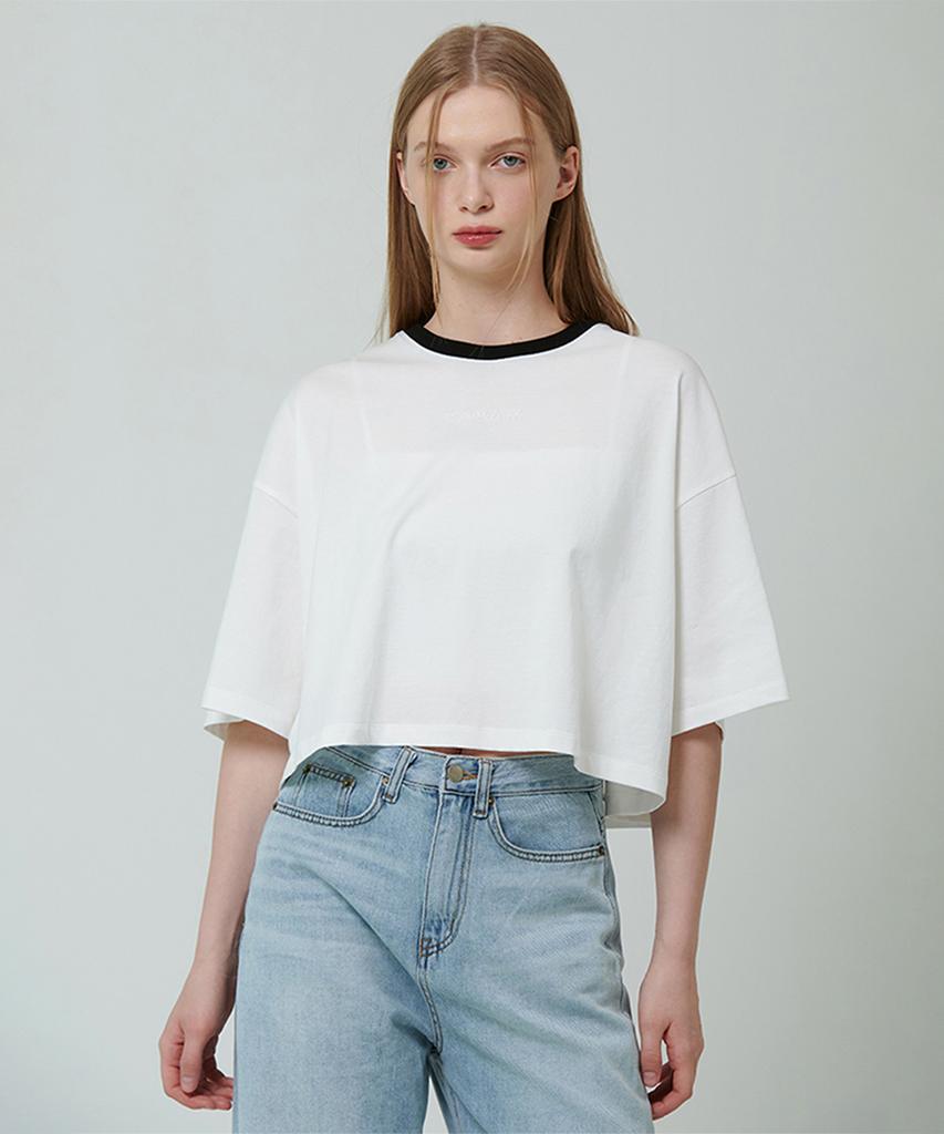 PINBLACK Logo Crop T-Shirt White