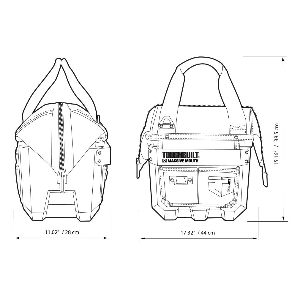 ToughBuilt Velkoústá s vodotěsnou základnou Silná a x x 12 Vodotěsná základna - 12" - Odolná, Uzamykatelná, 16,5" 15" 8,8" - (TB-CT-62-12), Černá,