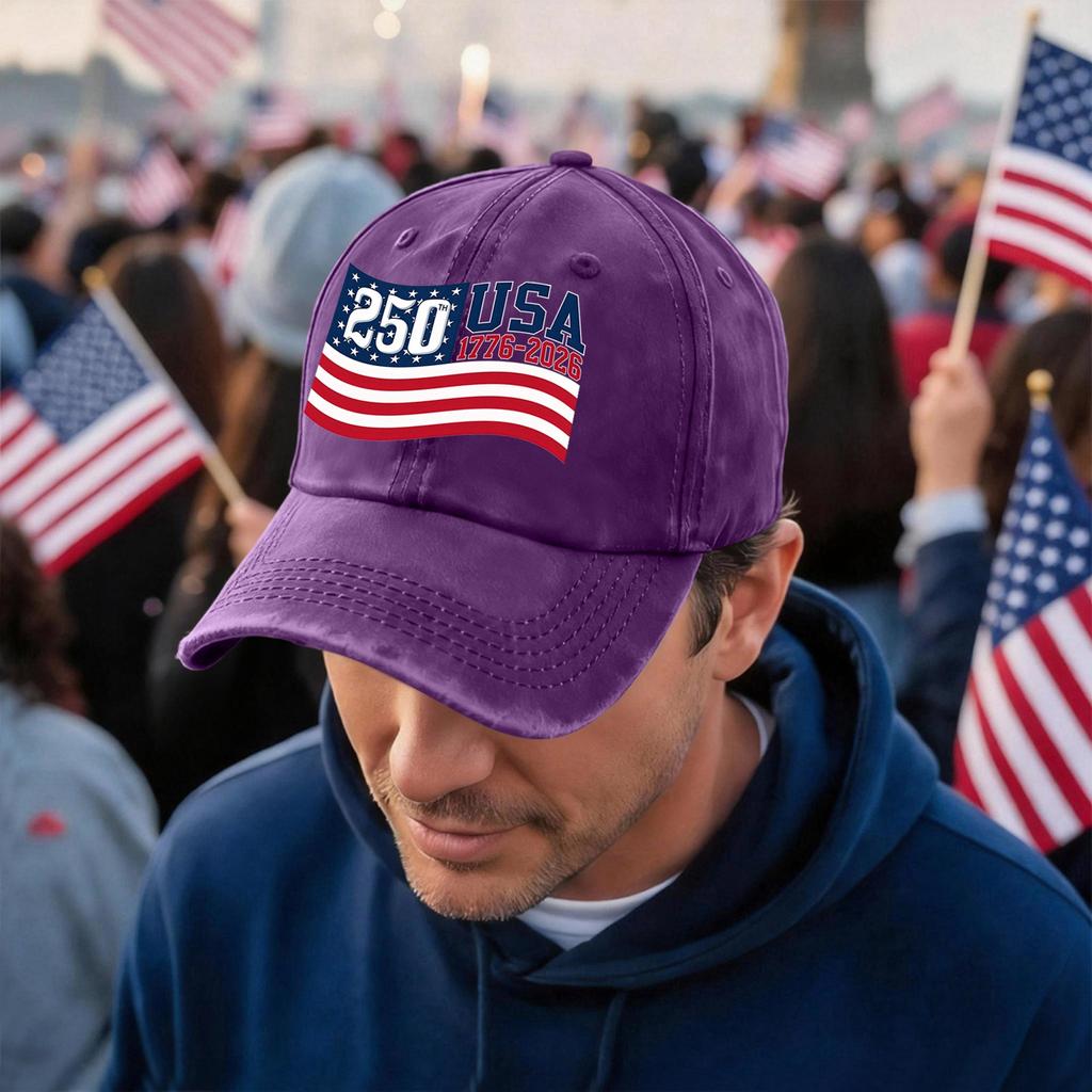 Men's and Women's Matching American 250th Anniversary Anniversary Embroidered Vintage Washed Baseball Cap