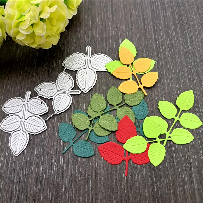 2pc Miexd Leaves and Five-petaled Floret Metal Cutting Dies DIY Scrapbooking Embossing Paper Photo Album Stamps Crafts Templates Mould Stencils