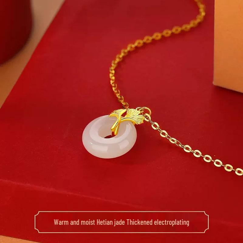 Sterling Silver Jade Safety Buckle Necklace - Three Lives Lucky Pendant, 2023 New Year & Christmas Gift