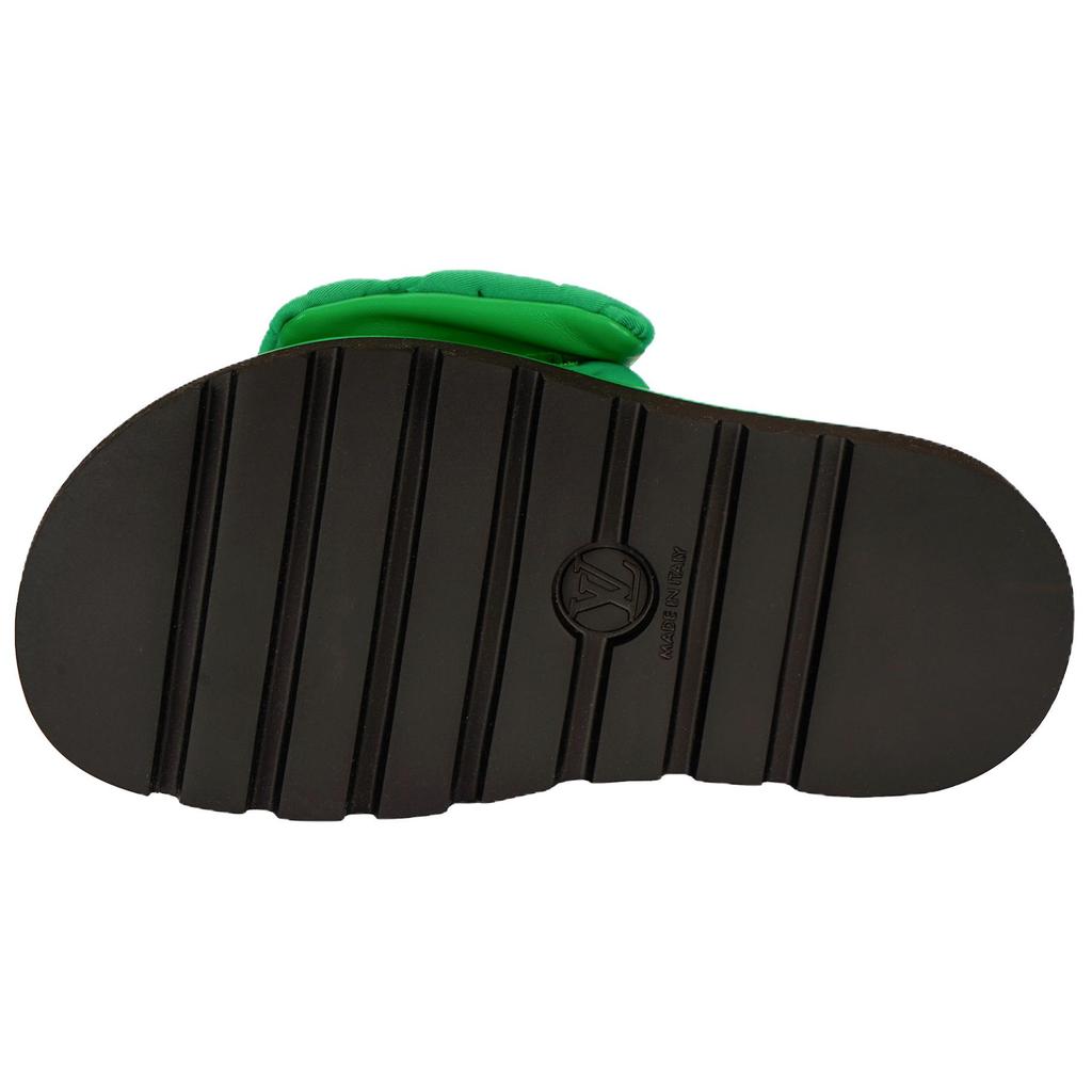 LOUIS VUITTON Slide Slippers Women's Green 1AB1N5