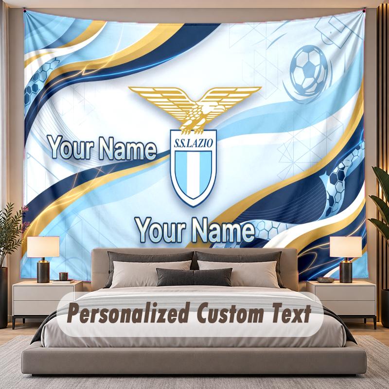 Custom Name Text Tapestry Lazio FC Personalized Polyester Wall Tapestry For Bedroom And Room