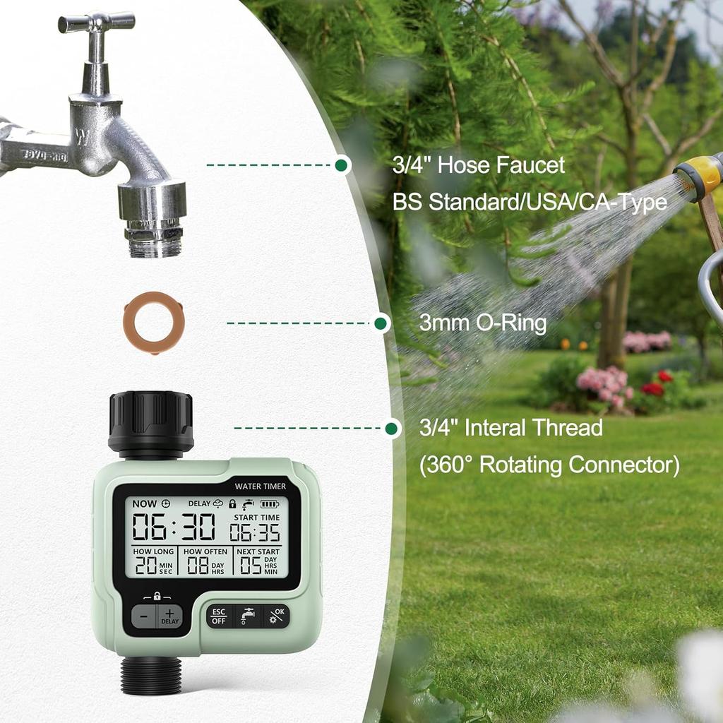 CROSOFMI Watering Timer,Sprinkler Timer Programmable Garden Outdoor Hose Faucet Timer with Rain Delay/Manual/Automatic Watering System,Waterproof