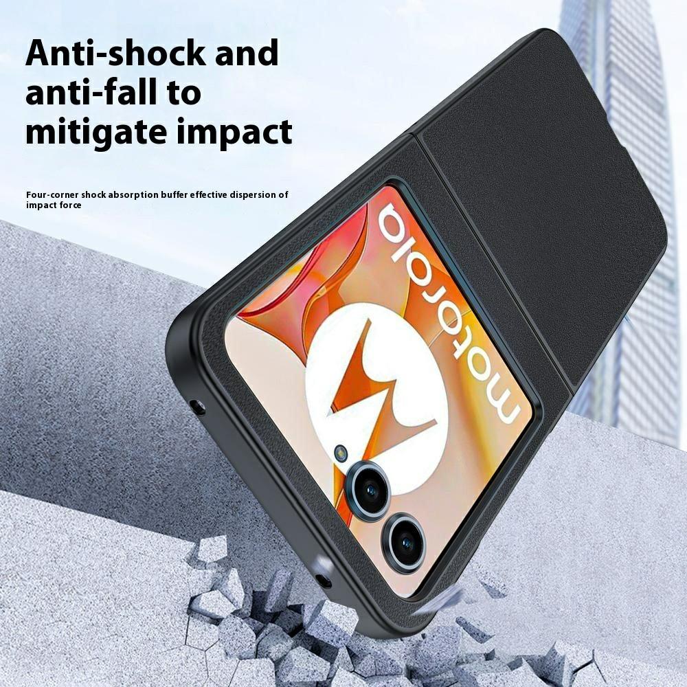 For Motorola Razr 60 Case Ultra Thin Leather Coated Hard PC Folding Phone Cover