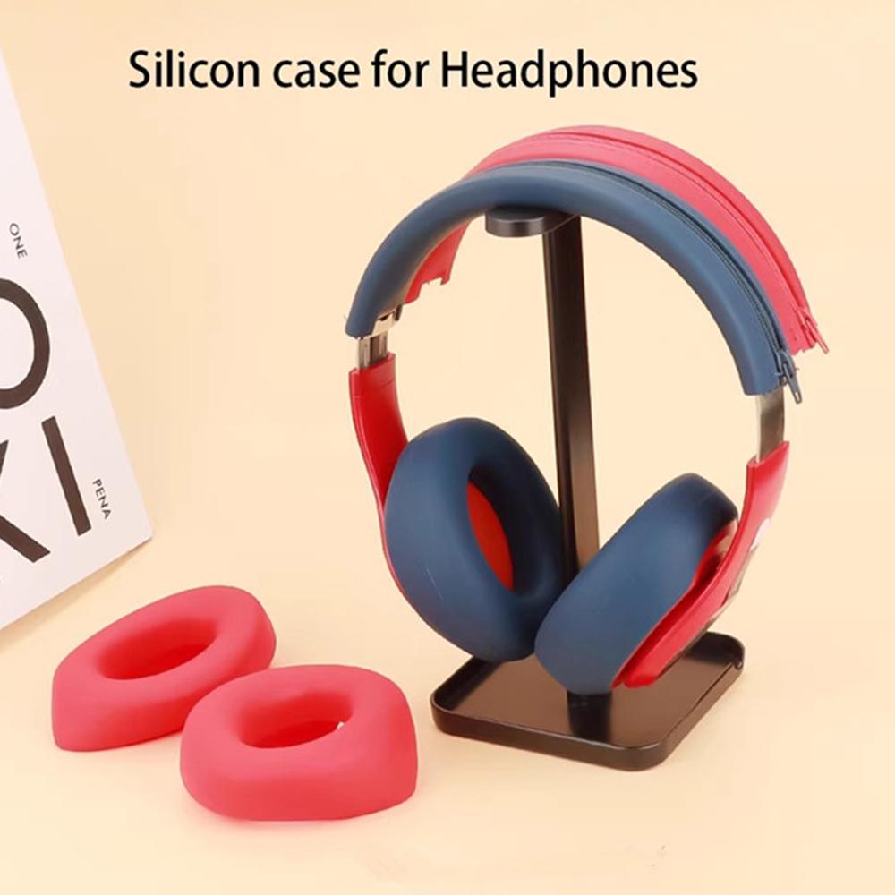 

For Beats Studio 3 Headphones Silicone Case Set Earpad Cushion Cover+Headband Protector Red