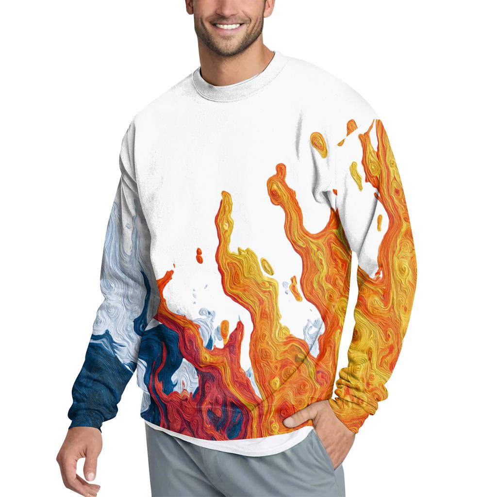 Men's Casual Fashion Printed Round Neck Pullover Sweatshirt