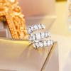 CMM Jewelry Brilliant Clear Multiple Zirkonia Silber Farbe Geometrisch Cocktail Party Verstellbarer Ring für Frauen