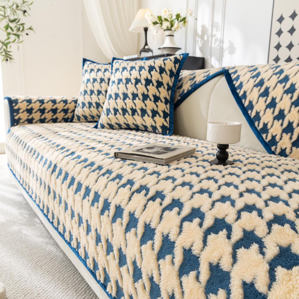 French Retro Sofa Cushion Autumn and Winter Shu Cotton Plush Non-Slip Seat Cushions Sofa Cover Cover Cloth