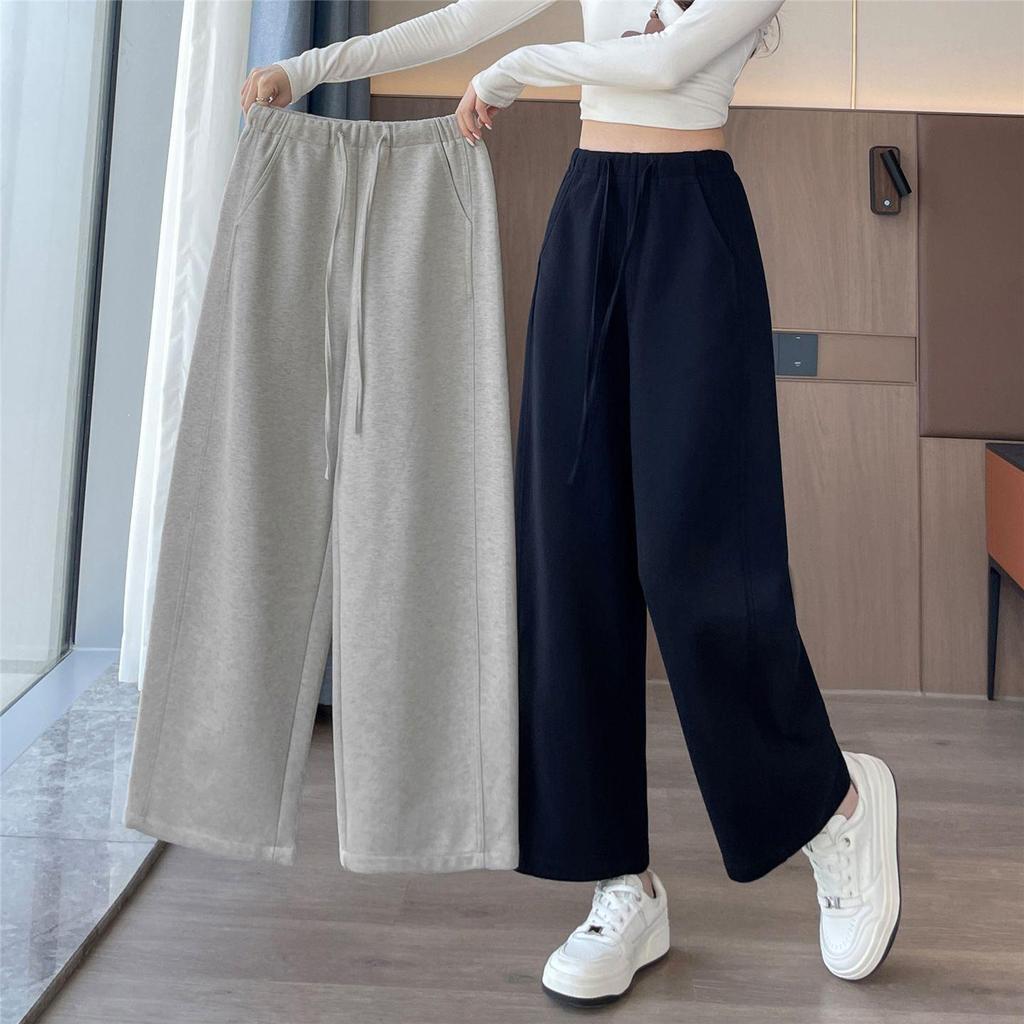 Women's 2025 Loose High-Waist Wide-Leg Velvet Sweatpants