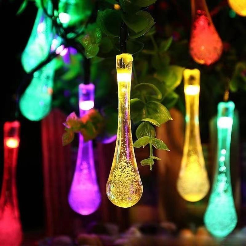 Solar Powered Water Drop String Lights LED Raindrop Fairy Lights Outdoor for Garden Yard Patio Christmas Wedding Birthday Decor