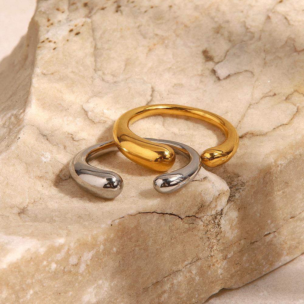 Youthway Cast Textured Fashion Stainless Steel Open Ring Waterproof Minimalist Statement Charm Jewelry Women
