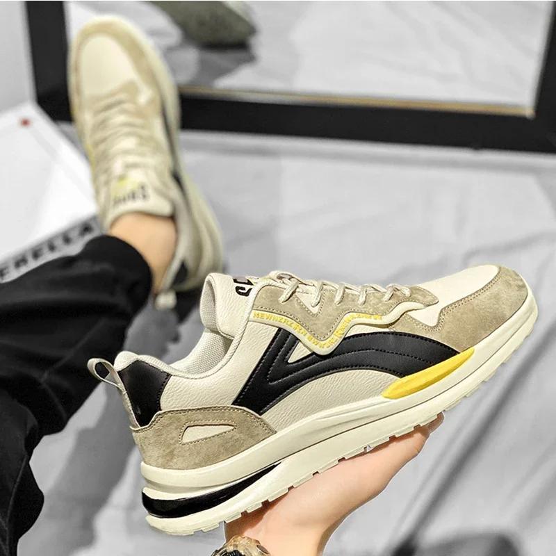 Men's Shoes 2024 Autumn New Fashionable Flat Shoes Breathable Lace Up Casual Sports Shoes Outdoor Anti Slip Running Shoes
