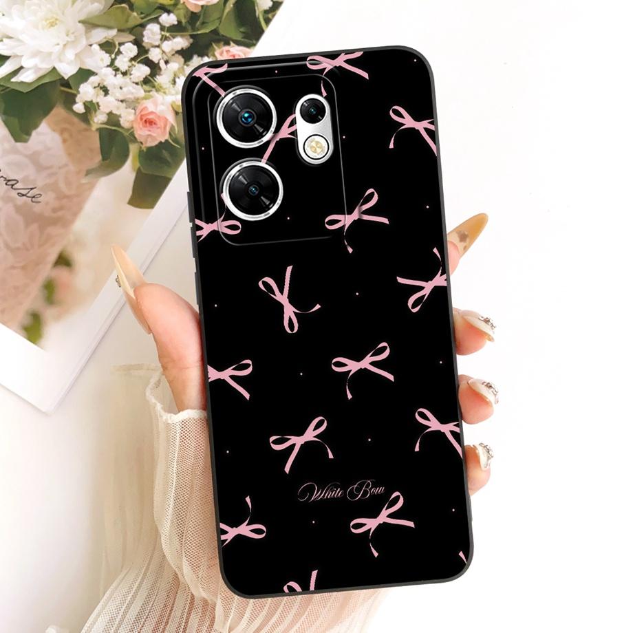 Fashion Painting Phone Case For Infinix Zero 30 4G 5G Zero X Neo X Pro Funda Soft Matte Silicone Bow Pattern Cartoon Cat Cover