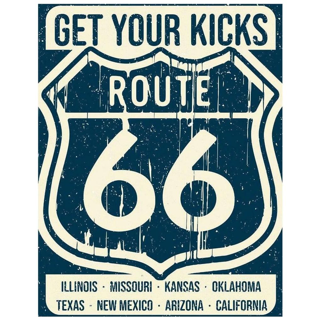 USA Route 66 Metal Signs Wall Poster Plaque Warning Sign Vintage Iron Painting Decoration for Home Cafe Living Room Club Bar