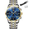 Prata Analógico Negócios Metal Data Grande Romano Olevs Lua Presente Relógio Masculino, & Dourado, Popular, À Prova D'água, Quartzo, Relógio, Azul, Estiloso, Pulseira, Masculino