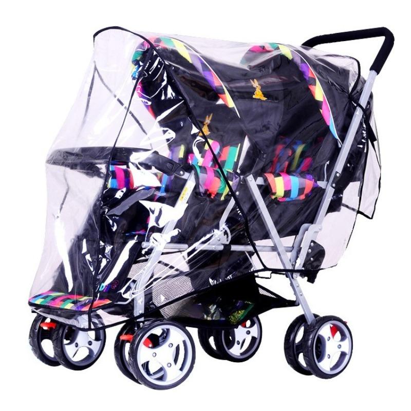 Double Seat Baby Stroller Rain Cover Windproof Front Rear Twin Stroller Protector