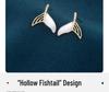 S925 Sterling Silver Gold Hollow Fish Tail Stud Earrings - Korean Style High-End Luxury for Women