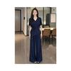 Women's V Neck Short Sleeve Loose Fit Top High Waist Wide Leg Pants 2-Piece Set