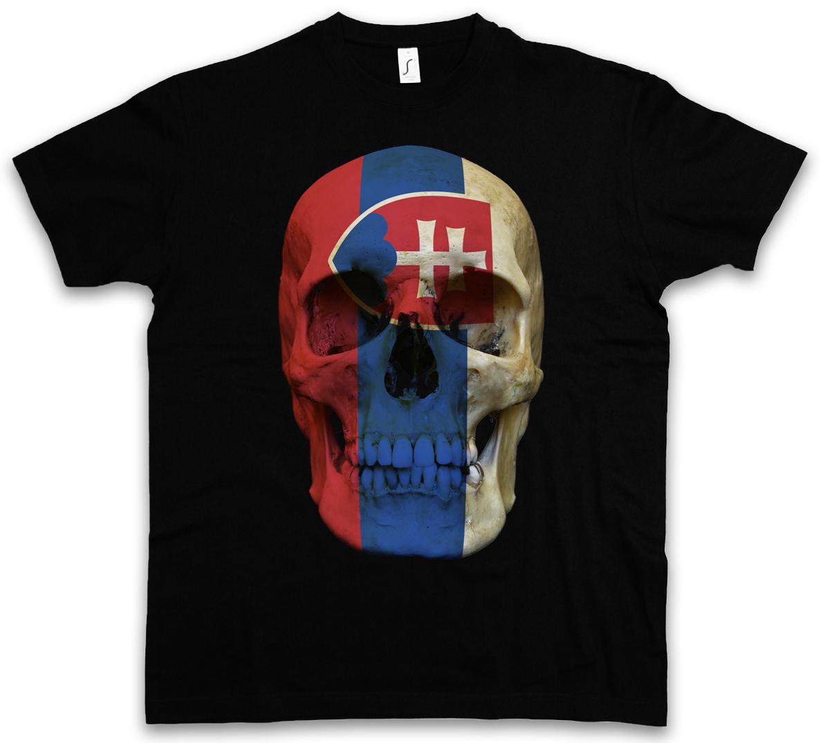 CLASSIC SLOVAKIA SKULL FLAG T-SHIRT Slovakia Biker Banner MC Flag Flag- XXXXL