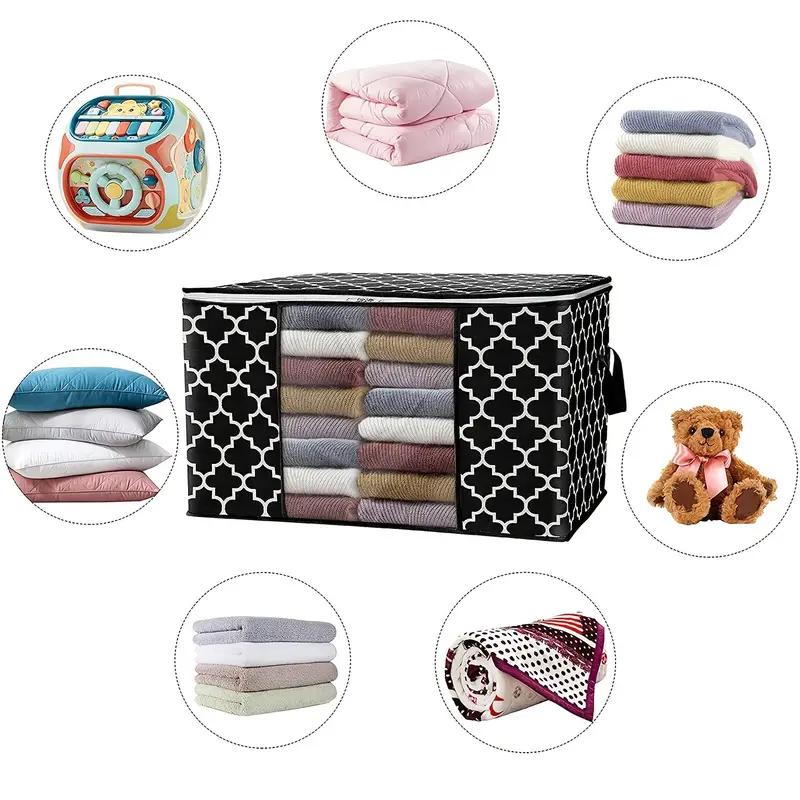 3pcs Non-woven Clothes Storage Bags, Cotton Quilt Storage Bags, Large Capacity Clothing Moving Luggage Packing Bags
